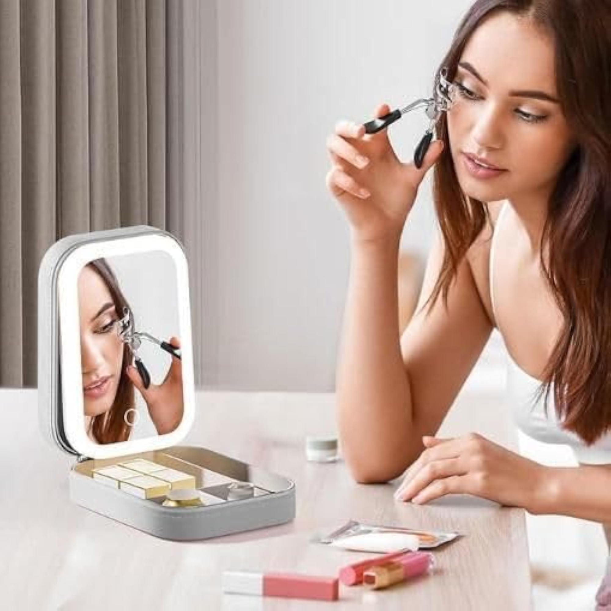 2-in-1 LED Makeup Mirror and Jewellery Organiser Box